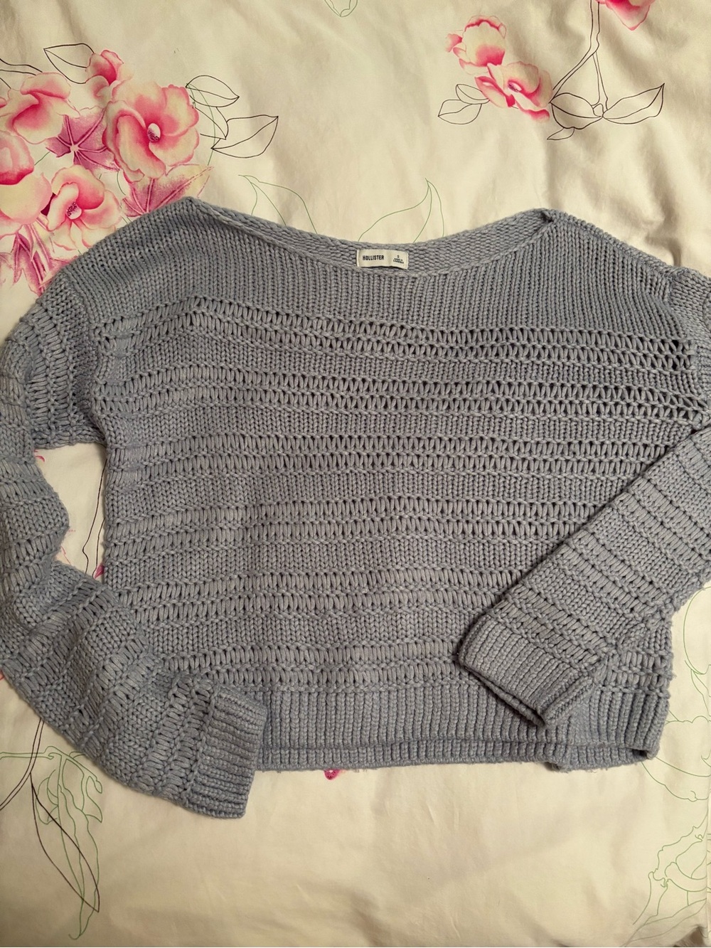Light Blue Off the Shoulder Knit Women’s Sweater